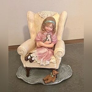 Boyds Bears Yesterdays Child Dollstone 3595 "Poor Kitty" Ali Marie with Kitten